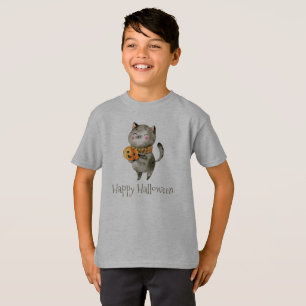 Cute Halloween Chat avec Citrouille T-shirt