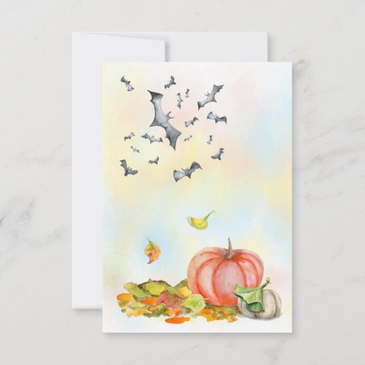 Cute Halloween Chat en Citrouille Invitation (Dos)