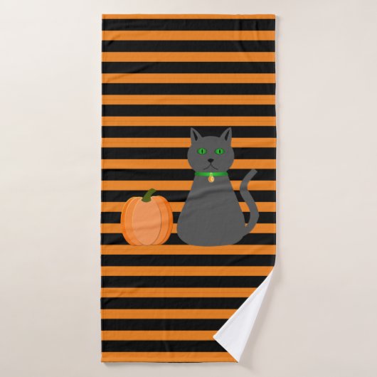Cute Halloween Chat et Citrouille (Serviette de bain)