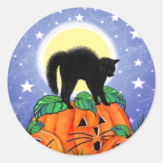 Cute Halloween Chat noir avec Stickers Citrouille (Devant)