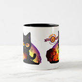 Cute Halloween Chat noir Mug à deux tons (Centre)