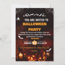 Cute Halloween Costume Party Invitation Card Kaart