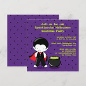 Cute Halloween costume vampire invitation (Devant / Derrière)