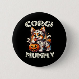 Cute Halloween Costume Welsh Corgi Mummy Hondenlie Ronde Button 5,7 Cm