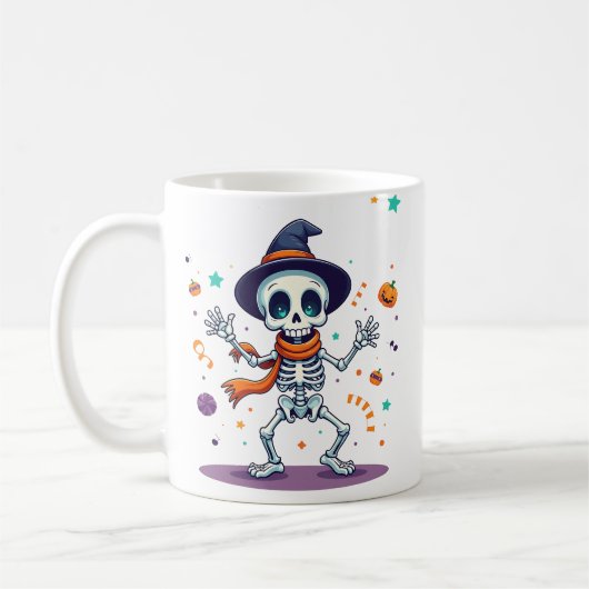 Cute halloween dancing skeleton mug (Gauche)