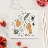 Cute Halloween Doodle Pattern Ghost Bat Pumpkin Servet (Insitu)