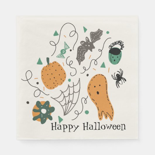 Cute Halloween Doodle Pattern Ghost Bat Pumpkin Servet (Voorkant)
