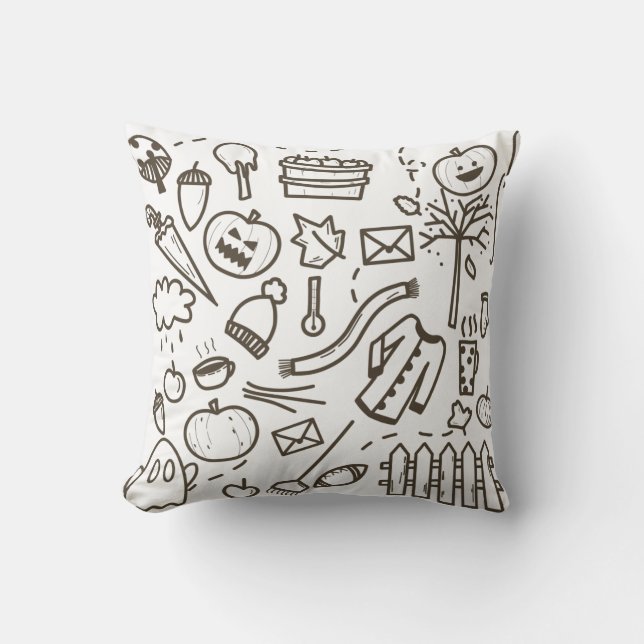 Cute Halloween Doodle Seamless Pattern, Halloween Kussen (Voorkant)