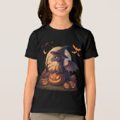 Cute Halloween Dragon Witch Hat Pumpkin Moon  Tri-Blend Shirt (Voorkant)