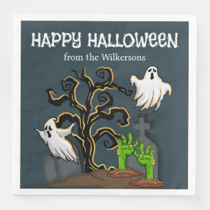 Cute Halloween-feest met zombies en spoken op kerk Servet