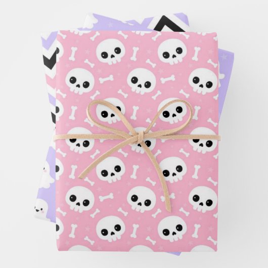Cute Halloween Ghost and Skulls Patterns Inpakpapier Vel (In situ)