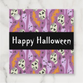 Cute Halloween Ghost Bat Skull Doodle Patroon Bedankjes Labels (Voorkant)