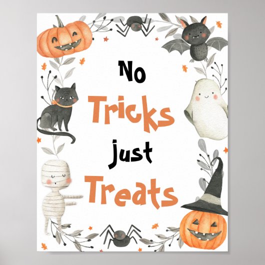 Cute Halloween Ghost Birthday Party Decorations Poster (Voorkant)
