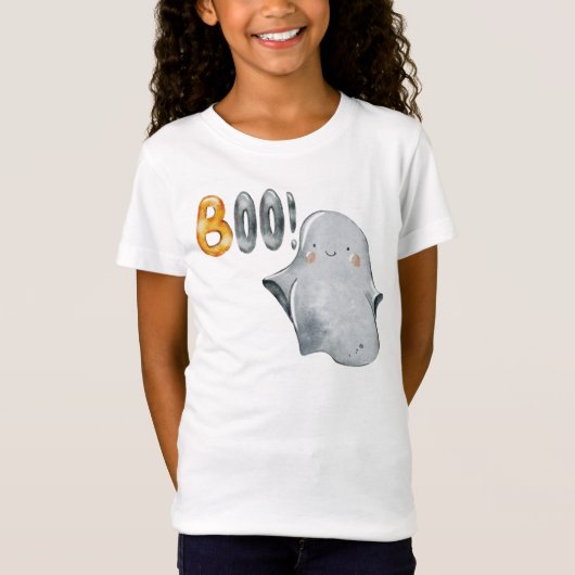 Cute Halloween Ghost Boo Waterverf T-shirt (Voorkant)