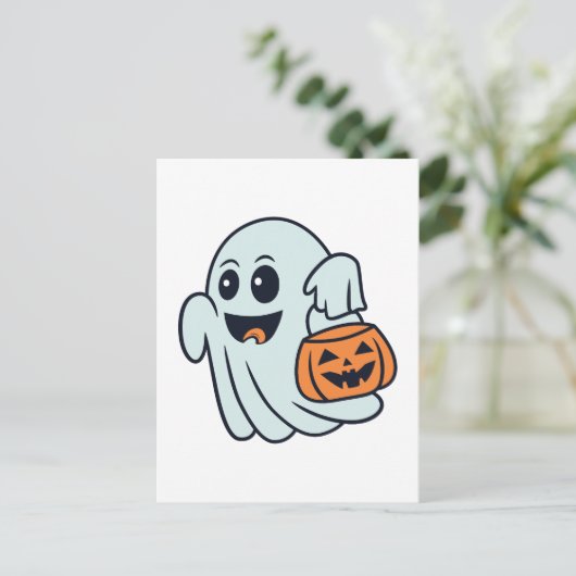 Cute Halloween Ghost Briefkaart (Staand voorkant)