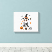 Cute Halloween Ghost Canvas Afdruk (Insitu (Houten vloer))