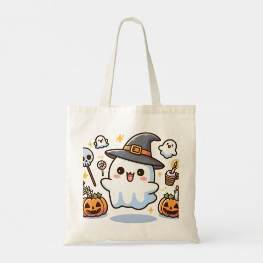 Cute Halloween Ghost Canvas tas (Achterkant)