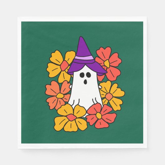 Cute Halloween Ghost Flower Wreath Servet (Voorkant)
