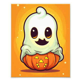Cute Halloween Ghost Foto Afdruk