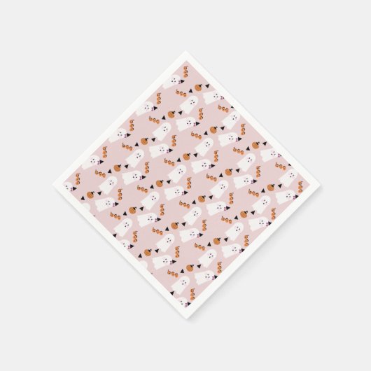 Cute Halloween Ghost Ghoul Oranje Confetti Pink Servet (Hoek)