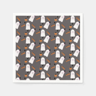 Cute Halloween Ghost Ghoul Oranje Gray Confetti Servet