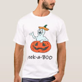 Cute Halloween Ghost Jack O Lantern Peek A Boo T-shirt (Voorkant)