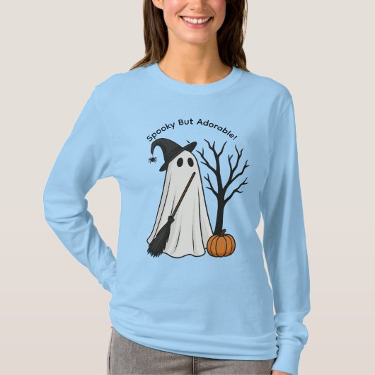 Cute Halloween Ghost Long Sleeve Tee Tshirt (Voorkant)