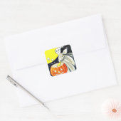 Cute  Halloween Ghost met pompoen Vierkante Sticker (Envelop)