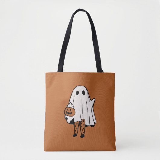 Cute Halloween Ghost met Stockings Halloween Draagtas (Voorkant)