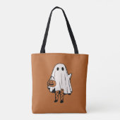 Cute Halloween Ghost met Stockings Halloween Draagtas (Achterkant)