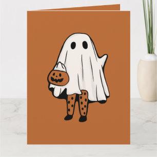 Cute Halloween Ghost met Stockings Halloween Kaart