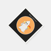 Cute Halloween Ghost & Pumpkin op zwart en Oranje Servet (Hoek)