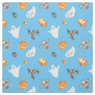 Cute Halloween Ghost Spider Pet Waterverf Patroon Stof