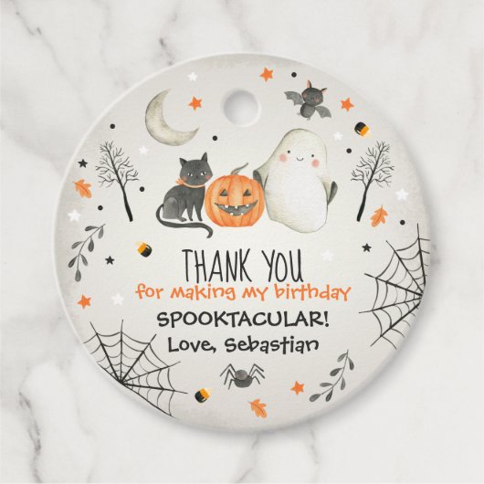 Cute Halloween Ghost Spooktacular Birthday Decor Bedankjes Labels (Voorkant)