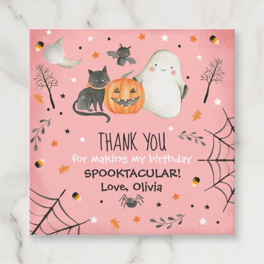 Cute Halloween Ghost Spooktacular Birthday Favor Bedankjes Labels (Voorkant)