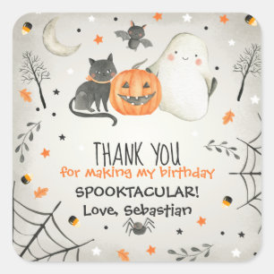Cute Halloween Ghost Spooktacular Birthday Favor Vierkante Sticker