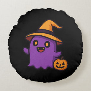 Cute Halloween Ghost Sticker Rond Kussen