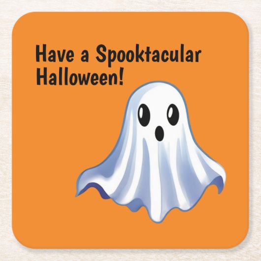 Cute Halloween Ghost Vierkante Kartonnen Onderzetter (Voorkant)