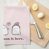 Cute Halloween Ghosts Spooky Season Pink Theedoek (Quarter Fold)