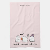 Cute Halloween Ghosts Spooky Season Pink Theedoek (Verticaal)