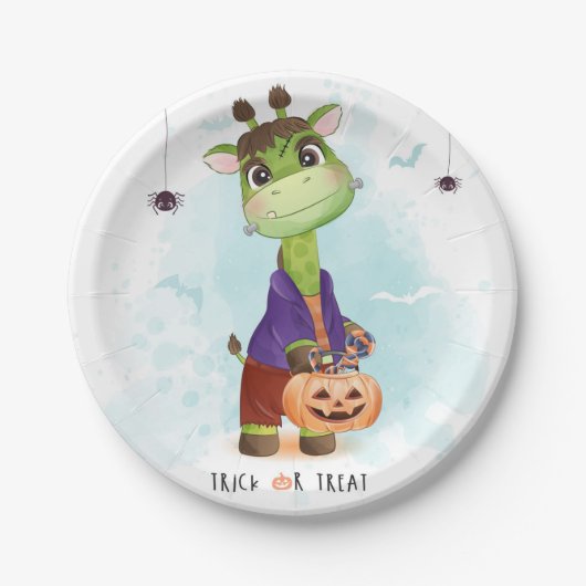 Cute Halloween Giraffe Papieren Bordje (Voorkant)