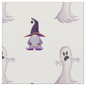 Cute Halloween Gnome Ghost Patroon Stof (Close Up)