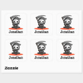 Cute Halloween Grim Reaper Ghost Name Vierkante Sticker (Vel)
