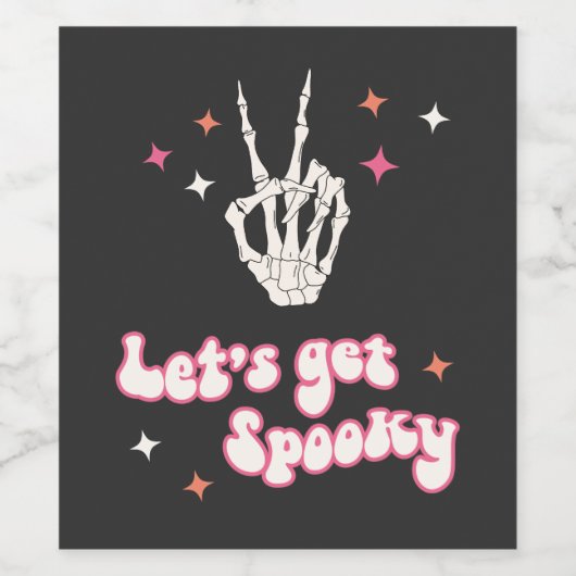 Cute Halloween Groovy Skeleton Wijn Etiket (Enkel label)