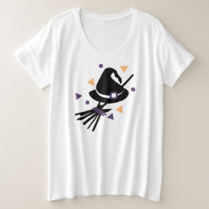Cute Halloween Heks Confetti Kostuum Feest Grote Maat T-shirt