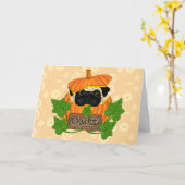 Cute Halloween Herfst Pug Pugkin Pumpkin Patch Kaart (Gele Bloem)