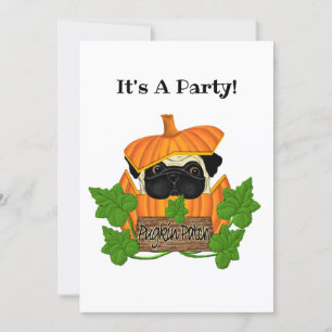 Cute Halloween Herfst Pug Pugkin Pumpkin Patch Kaart