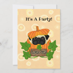 Cute Halloween Herfst Pug Pugkin Pumpkin Patch Kaart
