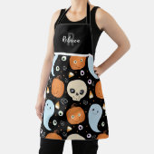 Cute Halloween Herhalingspatroon Monogram Schort (Insitu)