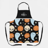 Cute Halloween Herhalingspatroon Monogram Schort (Voorkant)